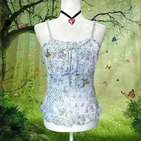 Secret Treasures Baby Blue Coquette Top By Secret Treasures Size M - Picture 1 of 8
